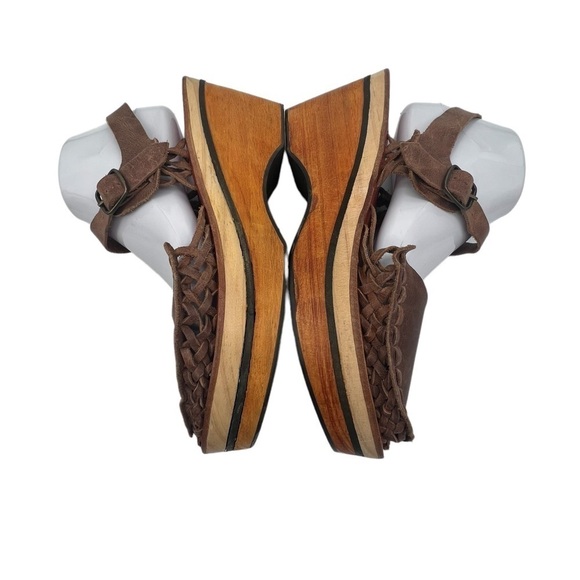 Free People Brown Magnolia Slope Wood Heel Platform Clogs Size 41 Women's - Picture 8 of 10